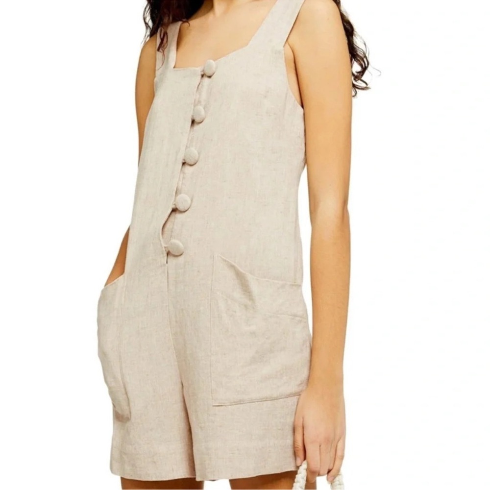 Topshop Linen Beige Romper